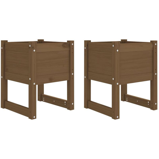 Planters 2 pcs Honey Brown 40x40x52.5 cm Solid Wood Pine Vidaxl Brown