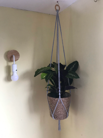 Grey Simple Plant Hanger, Boho Home Decor, Bedroom Eco Friendly Gifts For Her, Gift Idea Lover, Indoor Plants Pot Holder
