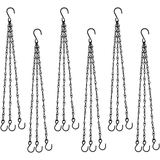 Langray - Metal Chains, Hanging Basket Chain, 6 Pieces Black Flower Basket Plant Hanger Flower Pot Chain Hanging Basket Chains with S-Hooks for