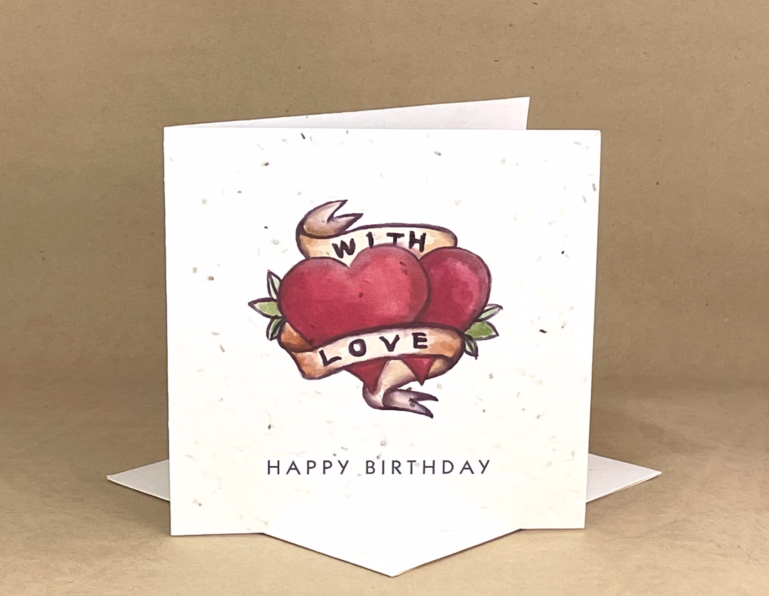 Plantable Eco-Friendly Seeded Card/Happy Birthday 2 Hearts With Love