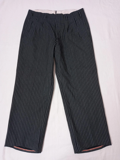Vintage French Striped Chore Pants Salt & Pepper 1960S 40S Style Gents Tailored Wool Workwear Dress Work Trousers 32W 24.5L