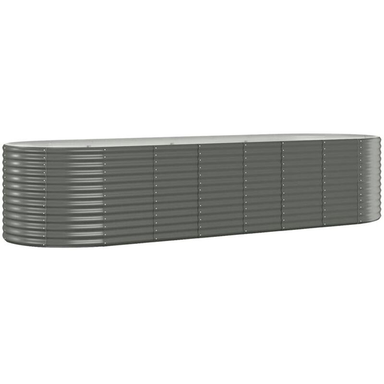 Garden Planter Powder-coated Steel 322x100x68 cm Grey Vidaxl Grey