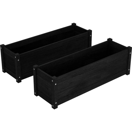 Garden Planters 2 pcs Black 100x31x31 cm Solid Pinewood Vidaxl Black