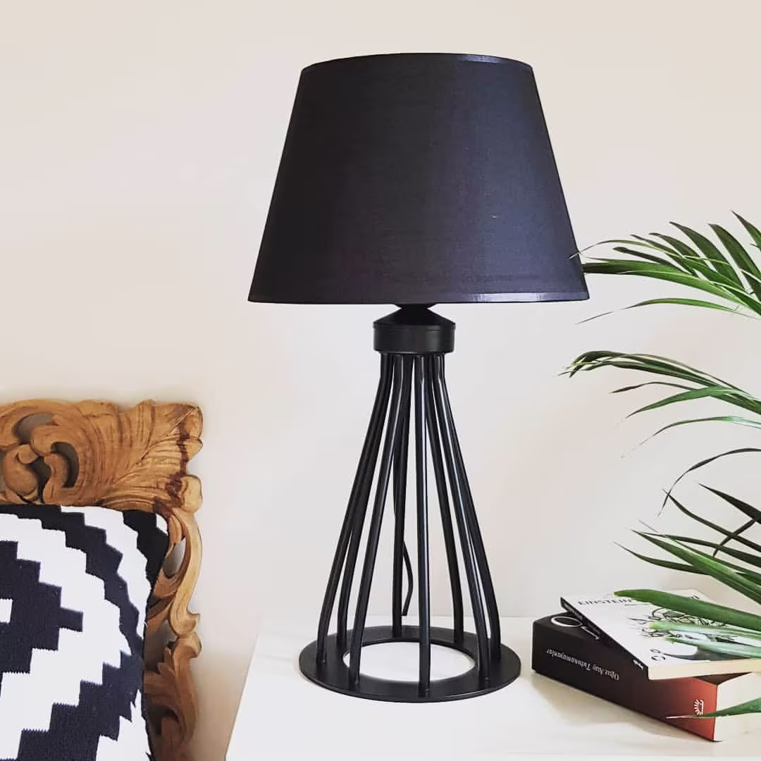 Metal Bedside Lamp, Iron Table Vintage Desk Salt Industrial Contemporary Lamp