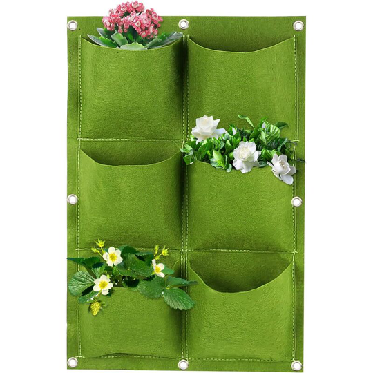 Wall Planter Bag, 6 Breathable Pockets Wall Hanging Grow Bag, Vertical Planter Bags Non Woven Garden Plant Pouch Plant Bag for Flower Home Indoor