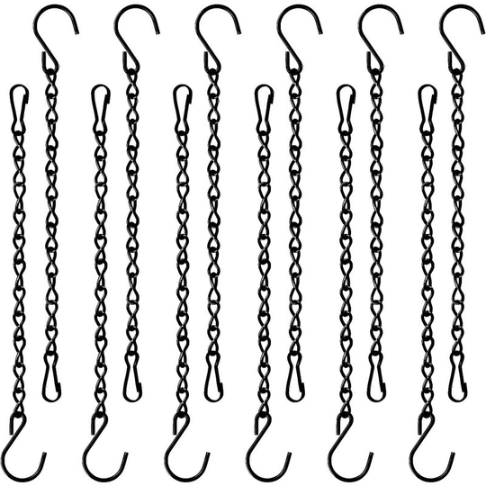 13treize - 12 Pack 9.5 Inch Hanging Chain for Bird Feeders, Planters, Lanterns, Wind Chimes, Billboards, Chalkboards and Ornaments (Black)