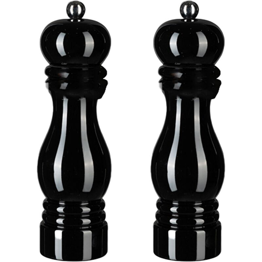 Salt and Pepper Grinder Wooden Pepper Mill Grinder Salt Pepper Shakers with Adjustable Ceramic Rotor 2pcs black