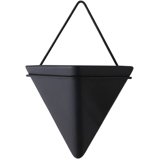 Langray - Hanging Planters Wall Hanging Planter Room Decoration Vases Basket Indoor Outdoor Garden Balcony Office Hanging, black ceramic black iron
