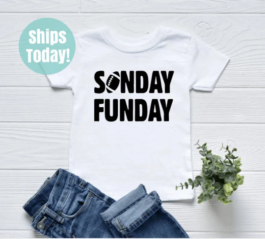Sunday Funday Toddler Shirt, Football Season Kids Game Day Outfit, Fall Tee, Tee