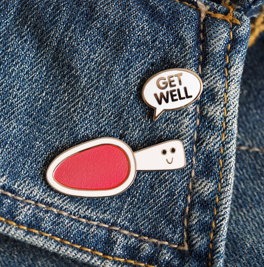 Get Well Soon Enamel Pin Badges, Lime Green/Lime/Green