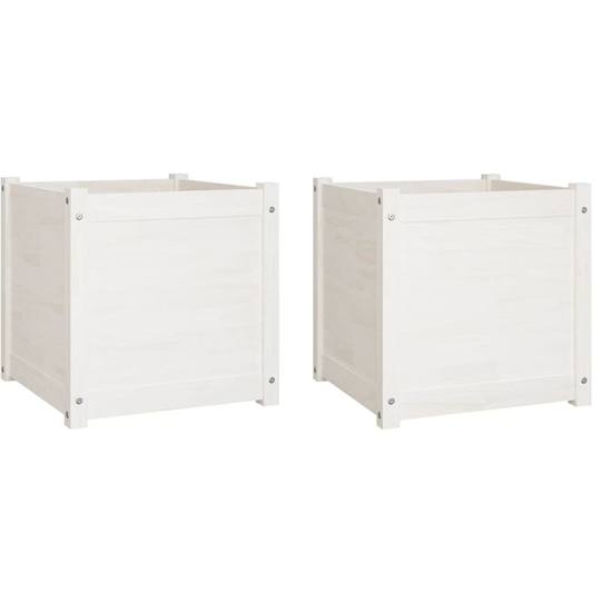 Garden Planters 2 pcs White 50x50x50 cm Solid Pinewood Vidaxl White