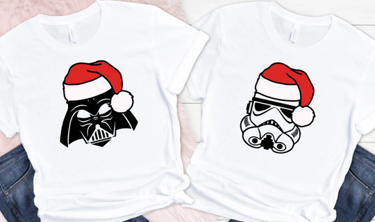 Matching Couples Christmas T Shirt Darth Xmas Gift Matching Shirts White Seasonal Men Ladies Women Holidays