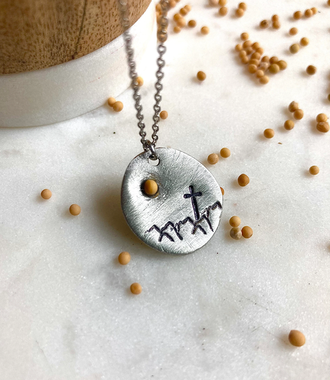 Mustard Seed Necklace/Faith Jewelry Pewter & Stainless Steel Silver Mountain
