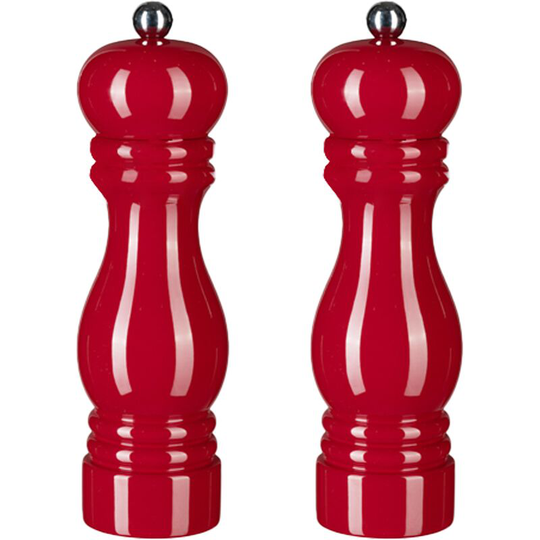 Salt and Pepper Grinder Wooden Pepper Mill Grinder Salt Pepper Shakers with Adjustable Ceramic Rotor 2pcs red