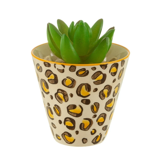 Mini Leopard Print Plant Pot For Small Indoor Plants Home Accessory Stoneware
