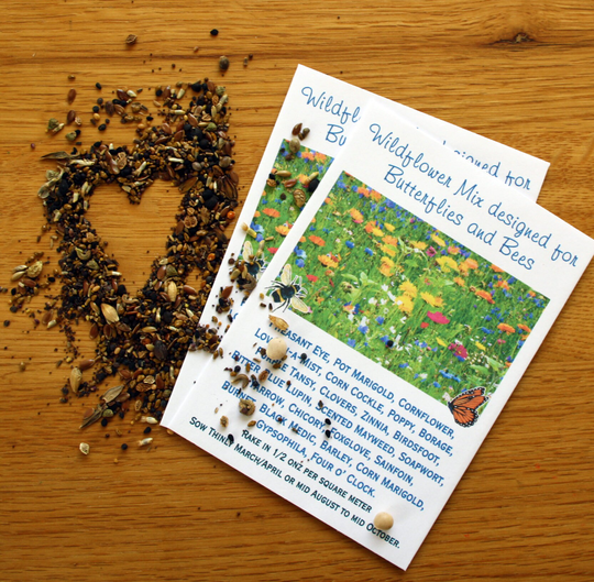 Best Quality Wildflower Rewilding Seed Mix Suitable For Butterflys & Bees Eco Friendly 5Grams - 50Grams Kraft Brown Packets