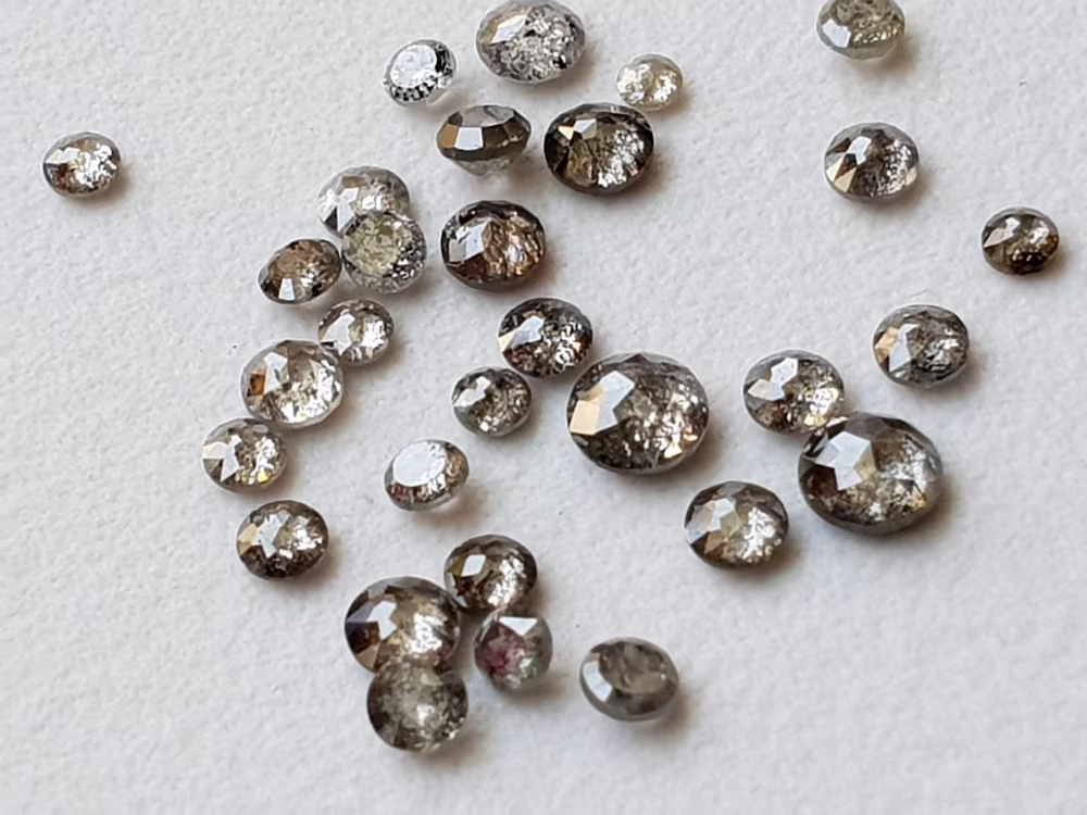1.5-1.6mm Salt & Pepper Rose Cut Diamond, 10 Pieces Rare Natural & Tamboli Diamond Cabochon, Loose
