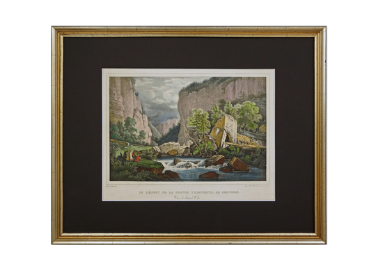 Chartreuse Grenoble Carthusian Monks Landscape Lithograph Print Framed - 19Th Century, France
