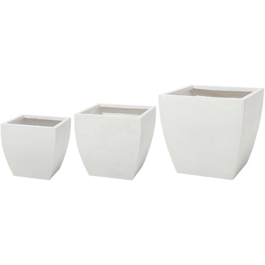 Set of 3 Flower Planters Garden Pots Indoor Outdoor Clay White Oricos - White