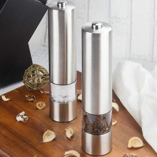 2pcs Electric Salt and Pepper Grinder Mills Stainless Pepper Mill Stainless Steel Automatic Salt and Pepper Grinder