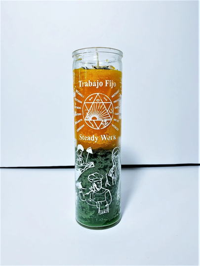 Trabajo Fijo Candle, Steady Work Job Promotion Ritual Candles, Prepared Novena 7 Day Seeking Candle