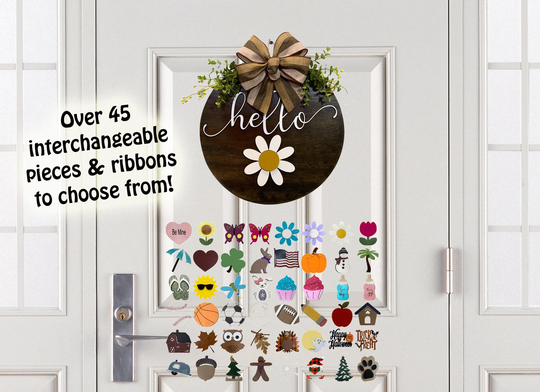 Door Hanger Welcome Hello Wreath Porch Front Interchangeable Season Changer Wedding Gift Housewarming Fall Farmhouse