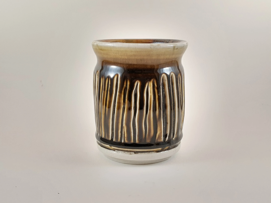 Dark Porcelain Ceramic Pot | Short Succulent Planter Pot With Drainage Hole Carved Pottery