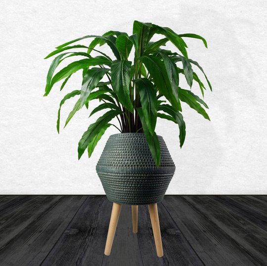 Large Composite Blue Grey Planter With Stand
