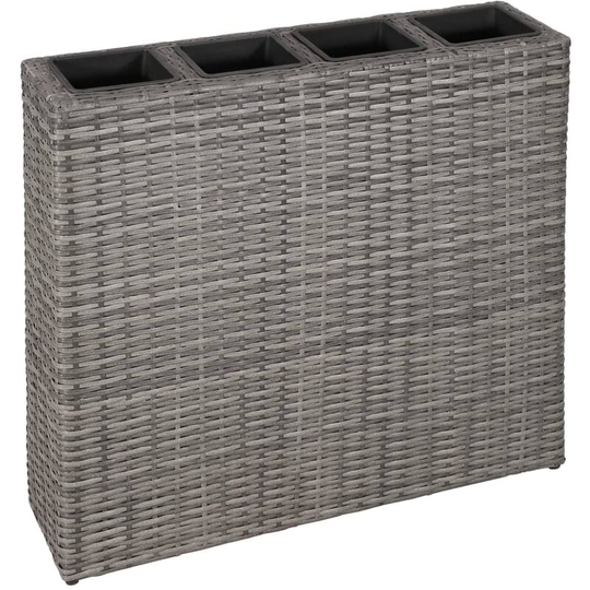 Topdeal - Garden Planter with 4 Pots Poly Rattan Grey VDTD29558