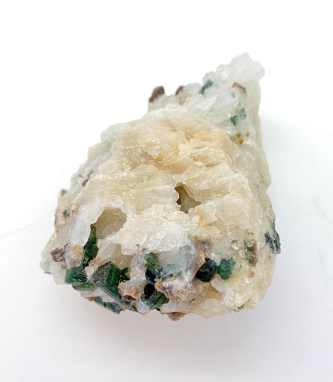 Raw Green Tourmaline Crystal in Raw Quartz Crystal - Green Stone Quartz Stone Matrix Healing Crystals 36