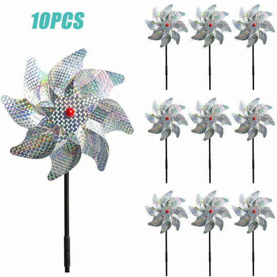 Other Garden Decorative Item 10 Pieces Bird Repeller Reflective Pinwheel Shiny Pins Wheels Protect Garden Plant Flower Bird Repeller Windmill Garden