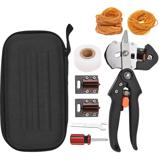 2 in 1 Garden Grafting Tools Pruner Kit Grafter Grafting Machine Cutting Pliers for Grafting Garden Plants with Grafting Tape Rubber Bands 3