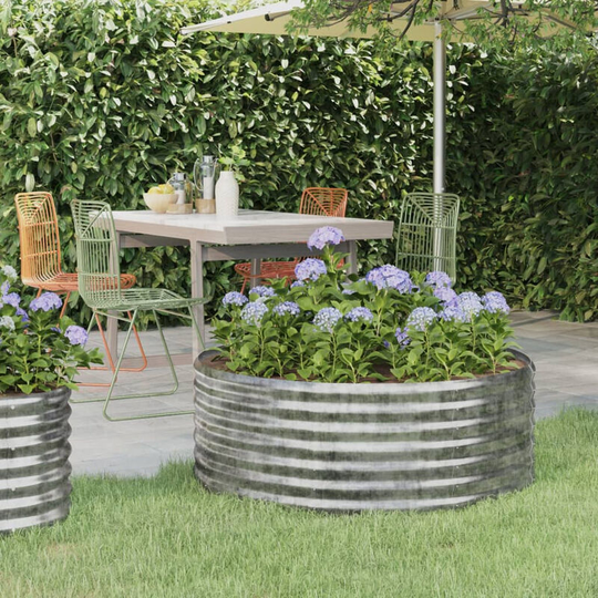 Asupermall - Garden Planter Powder-coated Steel 100x100x36 cm Silver