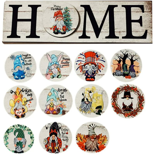 Seasonal welcome panel for door grip with interchangeable holiday rooms, diy decoration panels, home Sweet Home sign for rack hanging gifts,