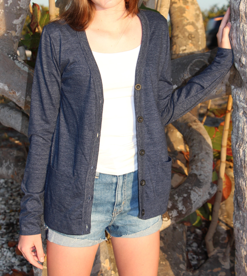 Women's Long Sleeve Pocket Cardigan, Lightweight Cardigan Made in Usa, American Clothing, Ultra Soft, Breathable, All-Season