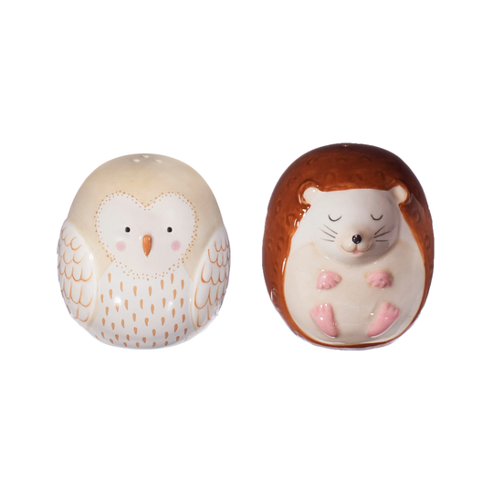 Forest Folk Owl & Hedgehog Salt & Pepper Shakers | Sass Belle Pots Kitchen Accessories Gift Boxfull