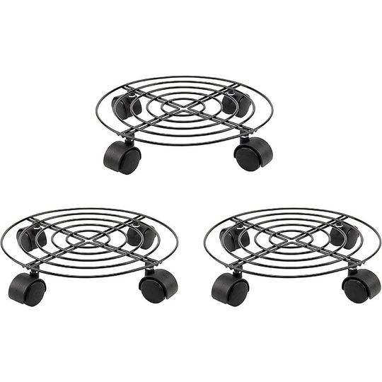 Plant Trolley 3 Pieces x Diameter 11' Coaster Flower Roller Transport Roller Skateboard