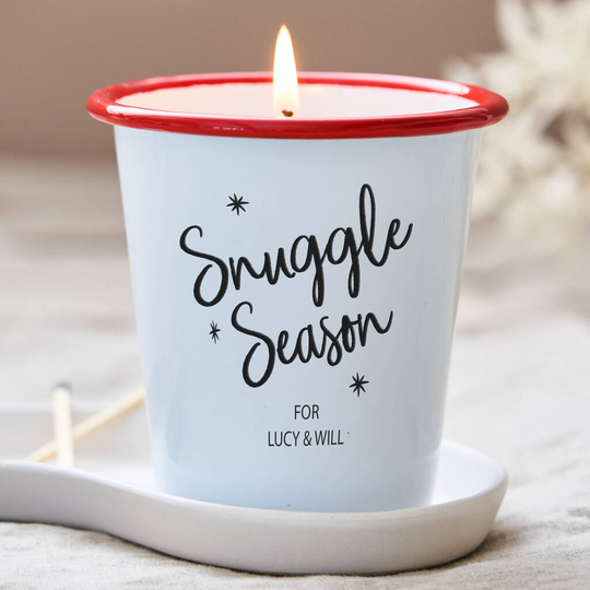 Personalised Snuggle Season Enamel Candle