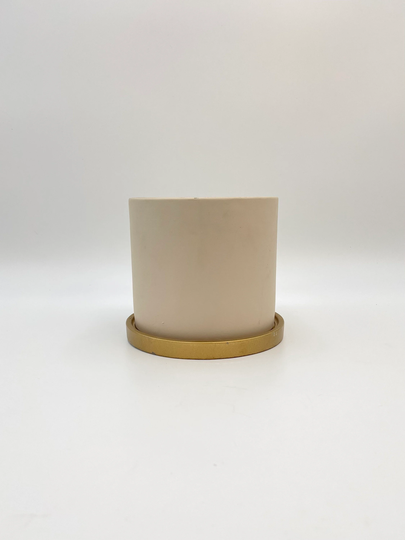 Concrete House Plant Pot, Gold Saucer Attached, Decorative Plant 2 Colour Options, House Pot Gift