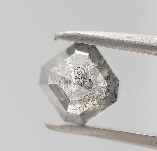 0.82 Carat Salt & Pepper Diamond Natural Emerald Cut Gray For Engagement Ring Gift Her