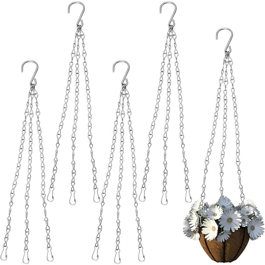 Sun Flowergb - 8 Pieces Hanging Chain with Clip, 40cm Metal Hanging Basket Hanger 3 Legs Plant Hanger Chain for Flower Pot Planters Bird Feeders
