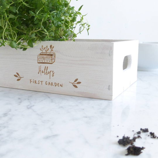 Personalised First Garden Wooden Planter