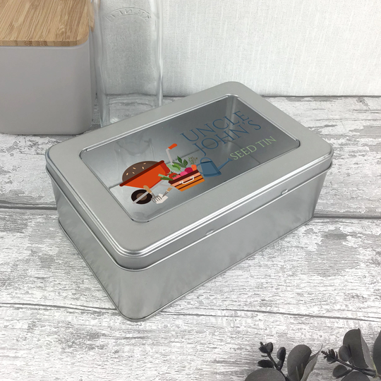 Personalised Seed Storage Tin Gardener Allotment Gift Idea - 915-W8