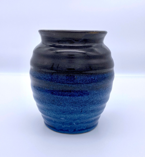 stoneware Vase With Blue & Glaze