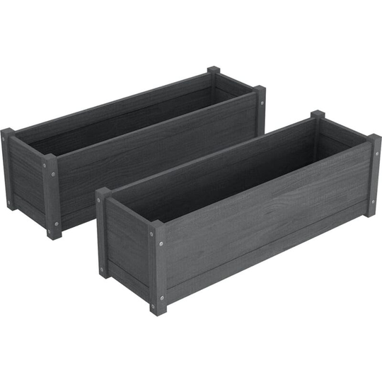 Garden Planters 2 pcs Grey 100x31x31 cm Solid Pinewood Vidaxl Grey