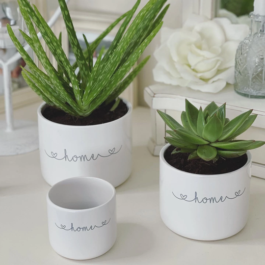 Set Of 3 Home Heart Design Pots