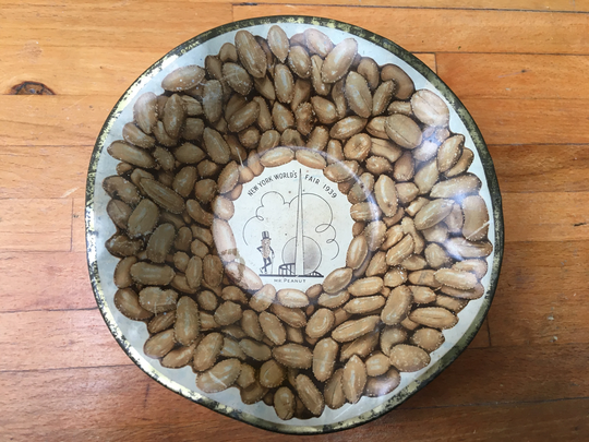 1939 Vintage Planters Peanuts New York World's Fair Souvenir Tin Bowl - Large