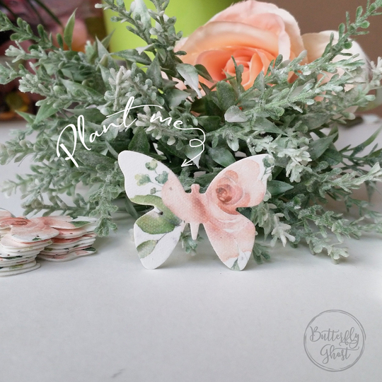 Bulk Seed Paper Butterflies With Roses - Set Of 50 1.5" X 1.25