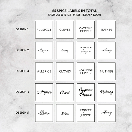 Minimalist Spice Jar Labels | Simple & Modern, Black/Foil, Clear Or White Stickers 65 Stickers in Total Waterproof