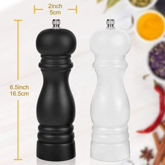 Perle Rare - Pepper Mill, Set of 2 Wooden Salt and Pepper Mill, Manual Salt Mill with Adjustable Ceramic Grinder, Salt Pepper Grinder and Spice Mills